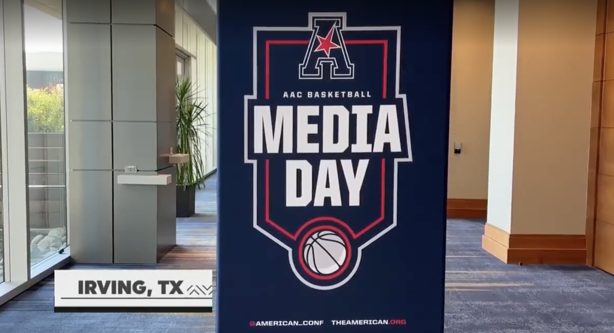 The starting shot of the AAC Media Day coverage on ESPN+. 